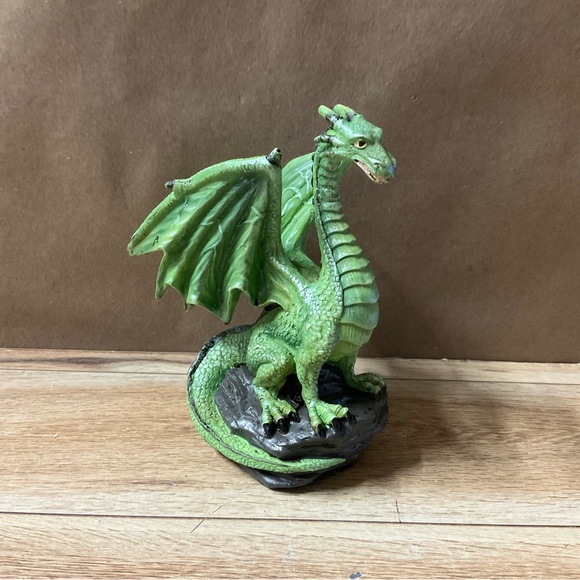 New! Summit Collection Green Dragon On Rock Statue Figurine Decoration - Picture 1 of 11